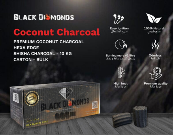 Coconut Charcoal Hexagonal Edge Bulk (10KG)